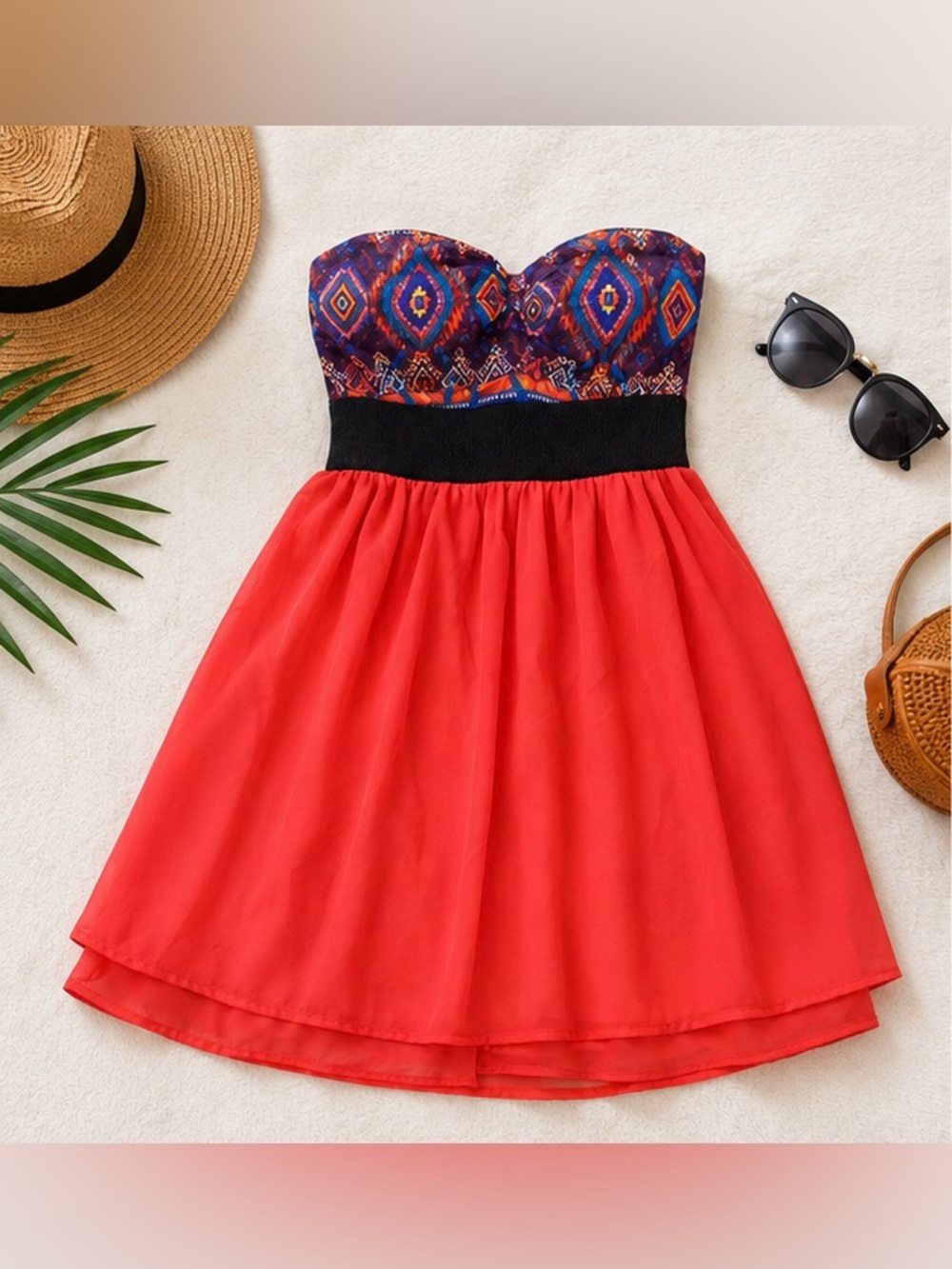 Rue21 Strapless Boho Aztec Print Dress | Size S | Summer Festival Mini